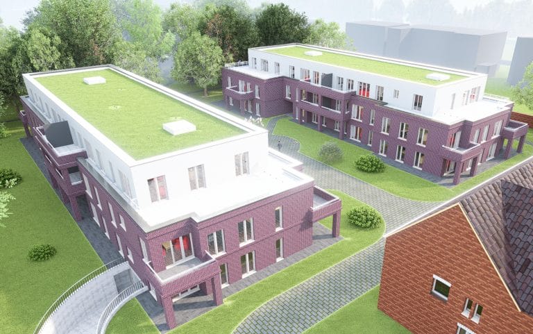 Visualisierung Kapuzinergärten Oberhausen-Sterkrade aus der Vogelperspektive