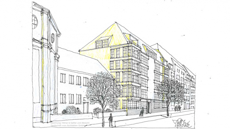 Konzeptperspektive des Mietwohnhauses in München-Maxvorstadt