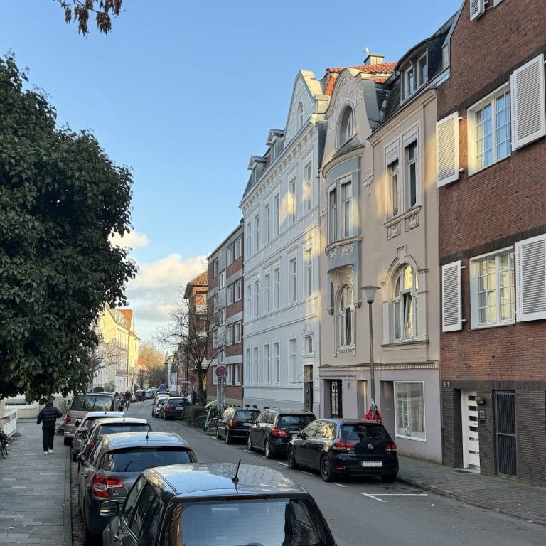 Altbauten im Kreuzviertel in Münster nahe der Promenade